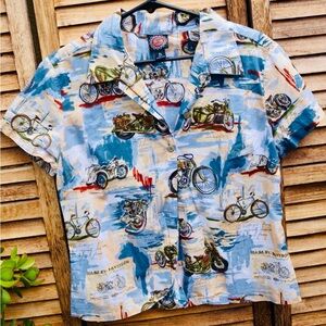 Harley-Davidson Blue Casual Button Down Shirt